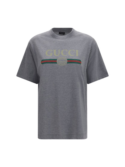 Gucci Cotton and silk jersey printed T-shirt - Grey Melange/Mc