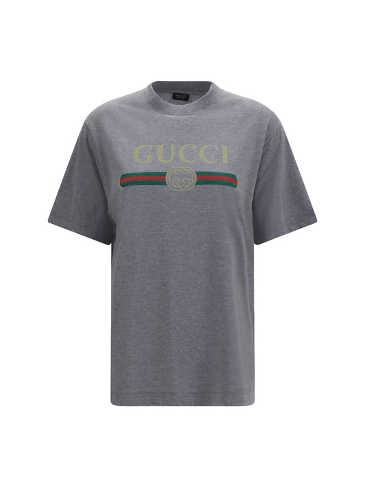 Gucci Cotton and silk jersey printed T-shirt - Grey Melange/Mc
