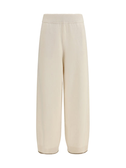 Brunello Cucinelli Cashmere Trousers - English White+Brown