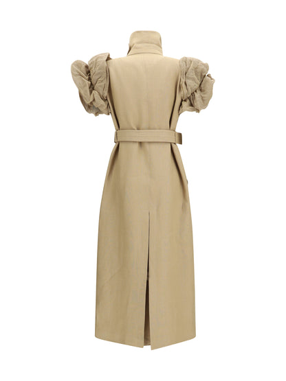 MAX MARA Sleeveless long Trench Coat with organza ruffles