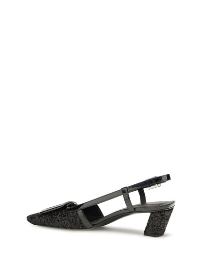 Roger Vivier Belle Vivier shiny-effect Slingback Pumps - Black
