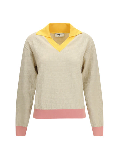 FENDI Cotton and silk Sweater with FF logo