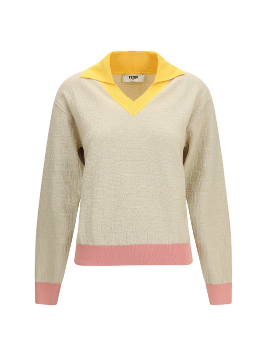 FENDI Cotton and silk Sweater with FF logo