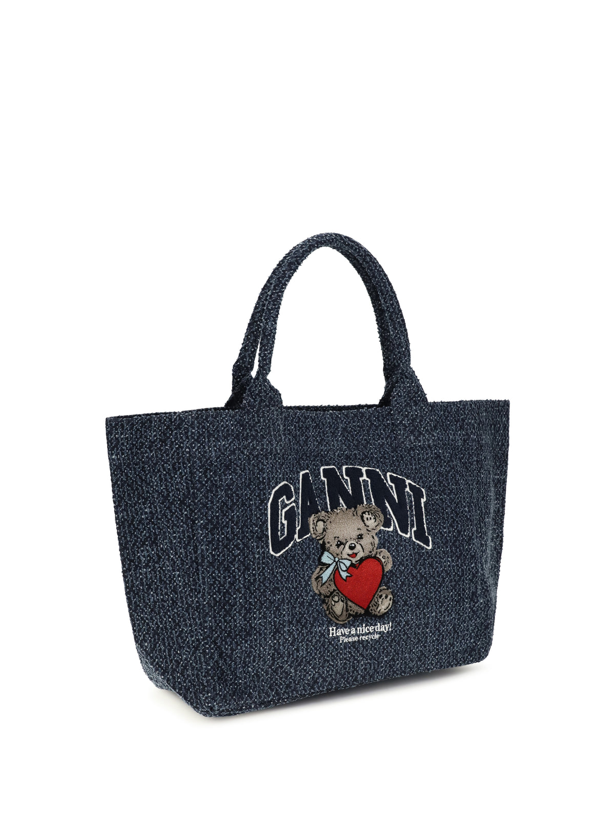 Ganni Medium denim Tote Bag with bear - Rinse