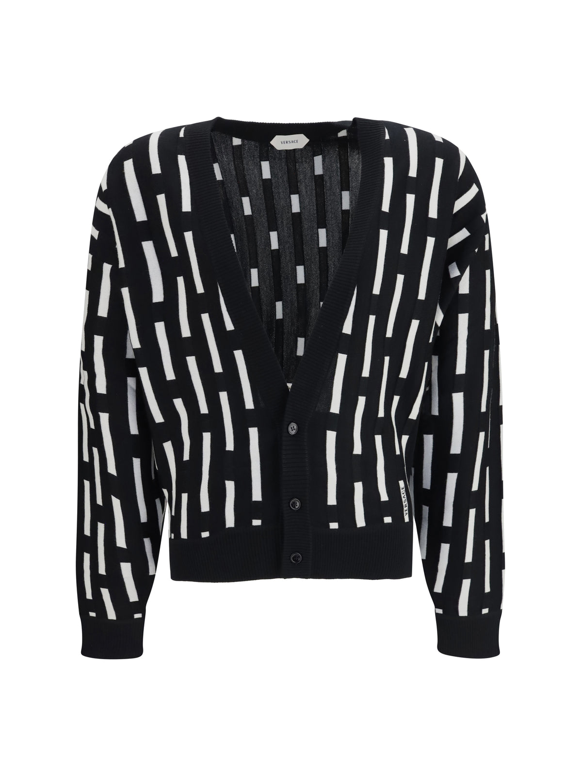 Versace Gianni Dashes Cardigan - Black/White