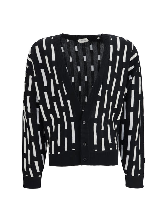 Versace Gianni Dashes Cardigan - Black/White