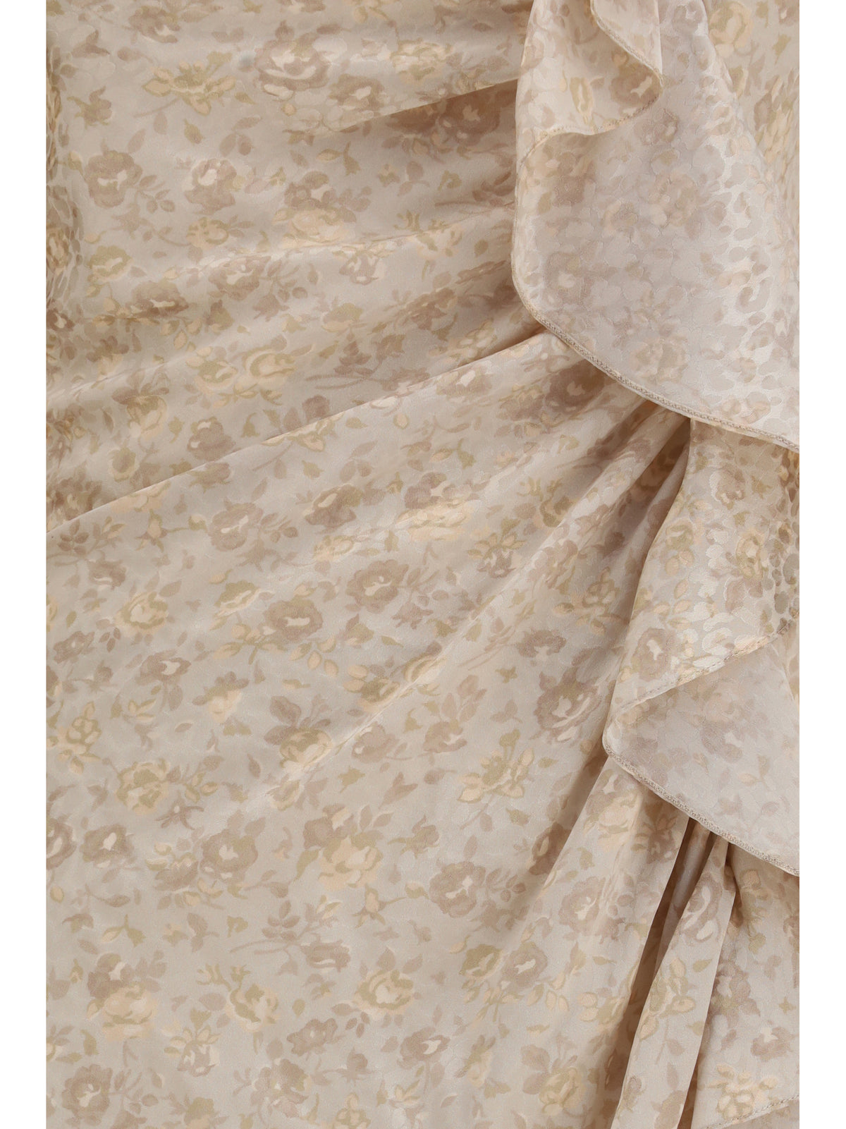 Alessandra Rich Jacquard draped Dress with flounces - Cream