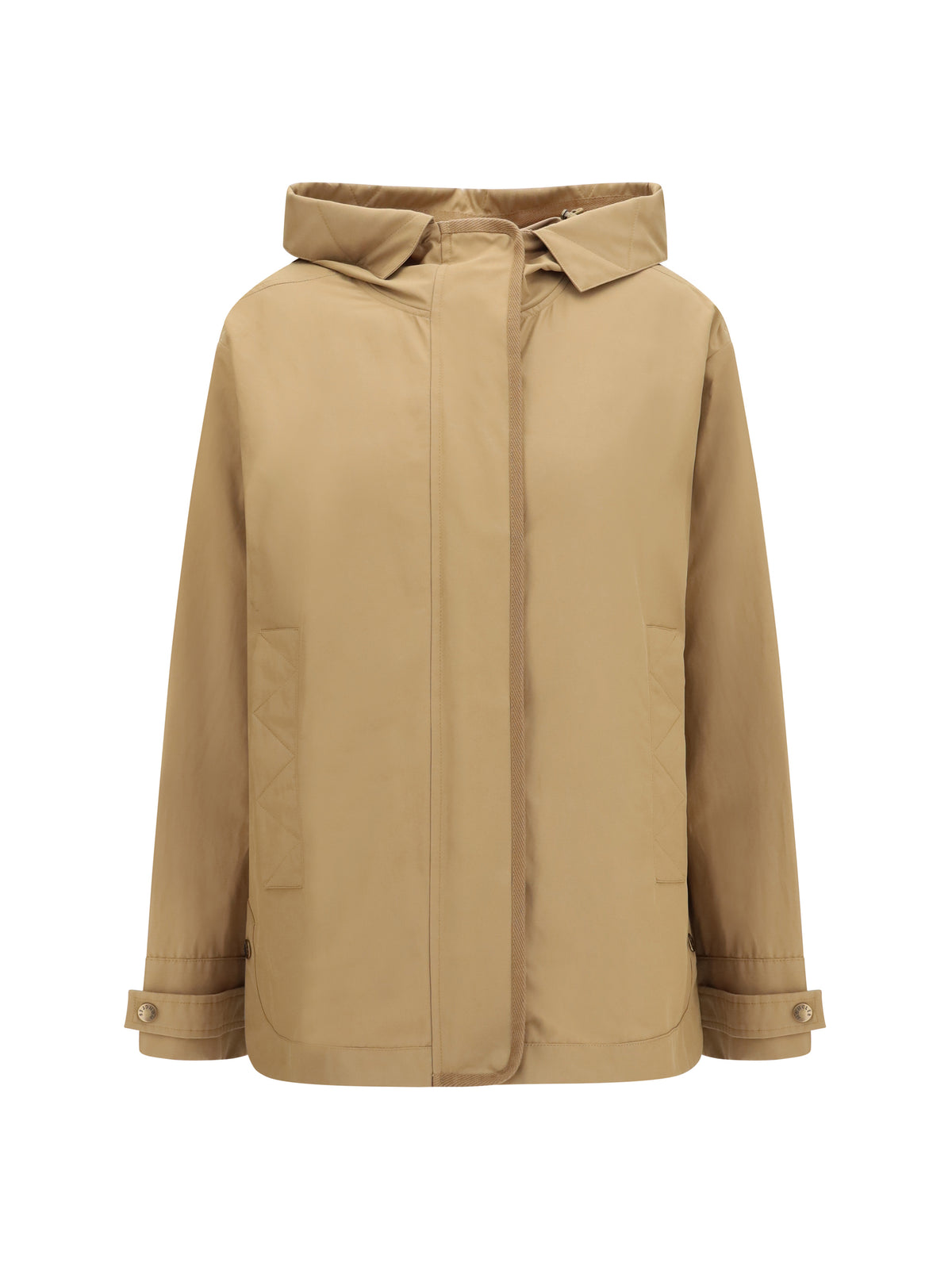 Moncler Hooded Jacket with logo patch - Brown