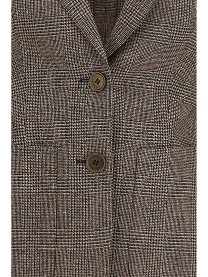 Burberry Single-breasted wool and linen Blazer - Soap Beige/Brown Chk
