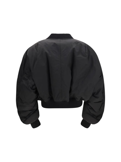 Rick Owens Bomber Jacket with gathered sleeves - Black