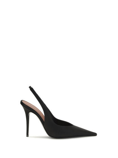 Amina Muaddi Anok satin Slingback Pumps - Black Satin