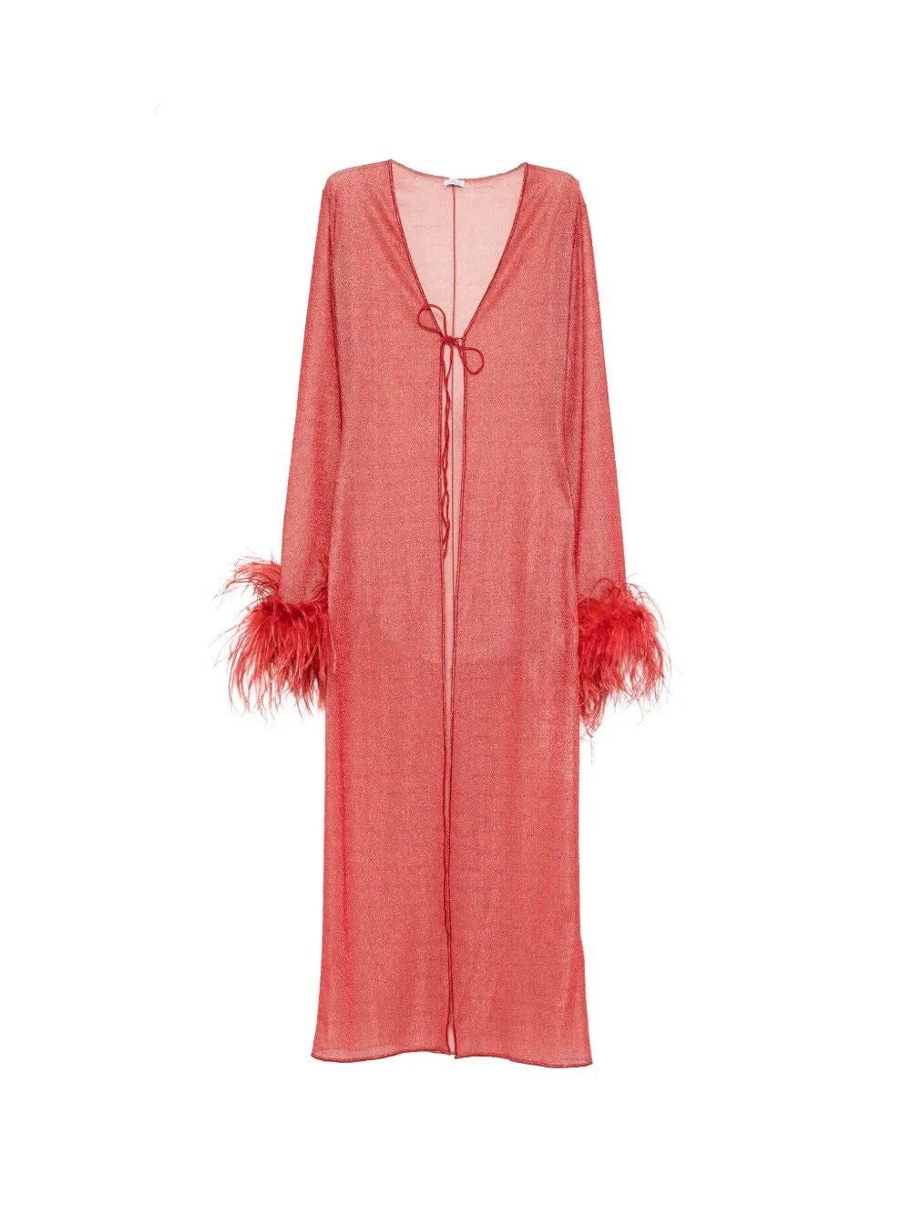 Oseree Long Caftan Lumière Plumage - Red