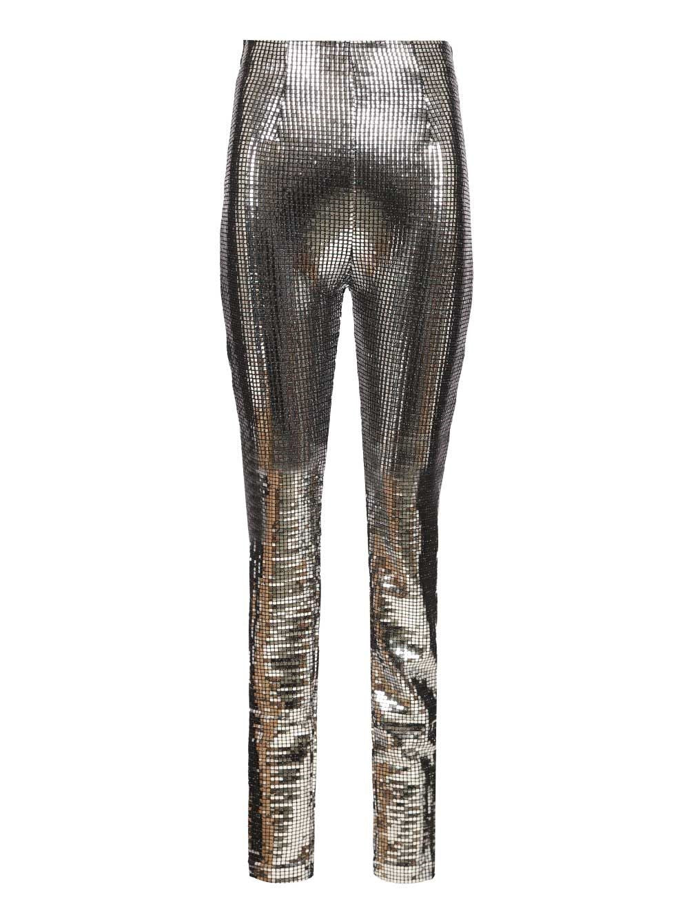 Mm6 Maison Margiela Trousers With Metallic Sequins - Silver