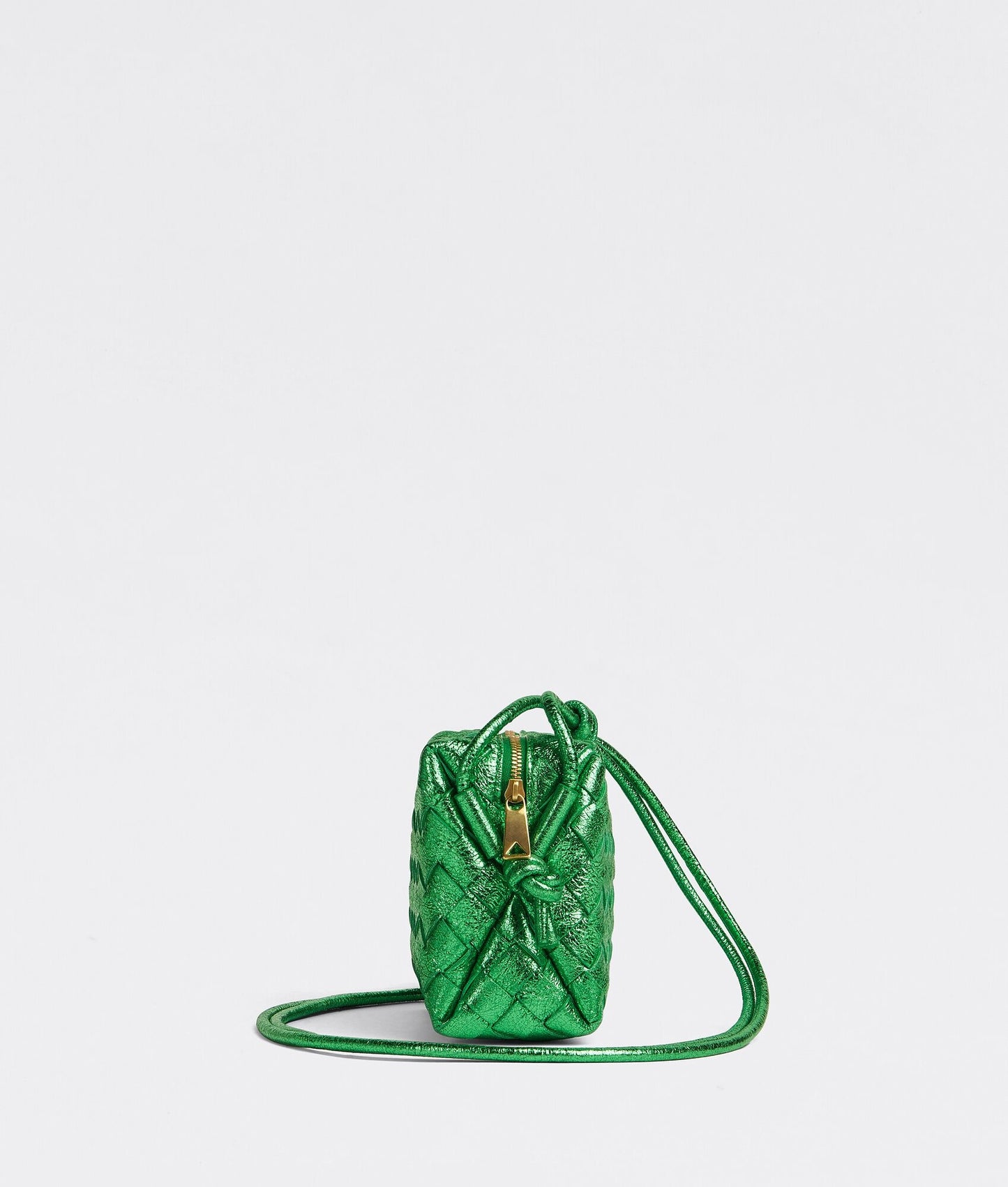 Bottega Veneta Mini Loop Bag In Craque Metallic