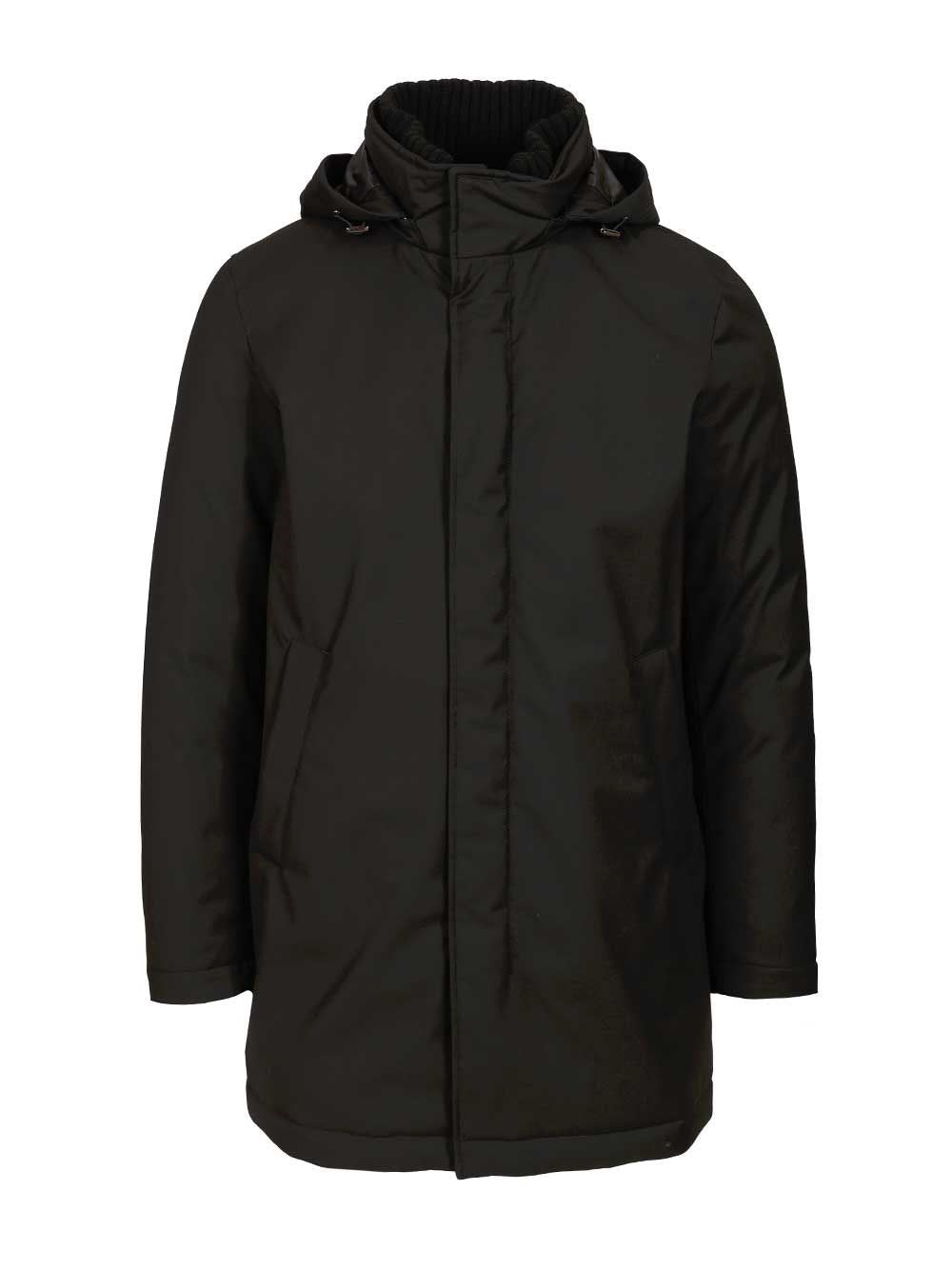 Herno Parka In New Business Technical Fabric And Ultralight Nylon - Black