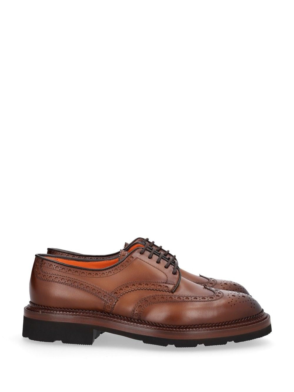Santoni Derby Brogue Lace-Up - Brown