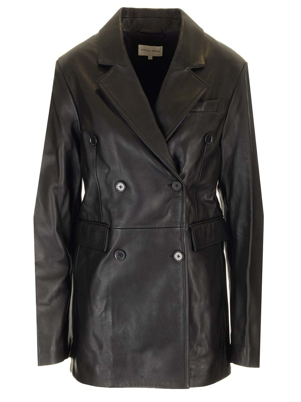 Loulou Studio Double-Breasted Leather Jacket - Black