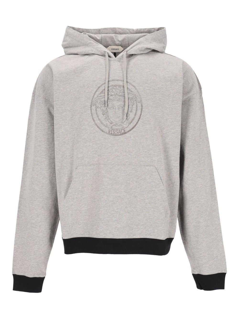Versace Cotton Jersey Sweatshirt With Print - Grey