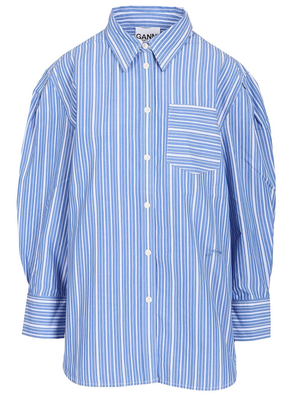 Ganni Striped Shirt - Sky Blue