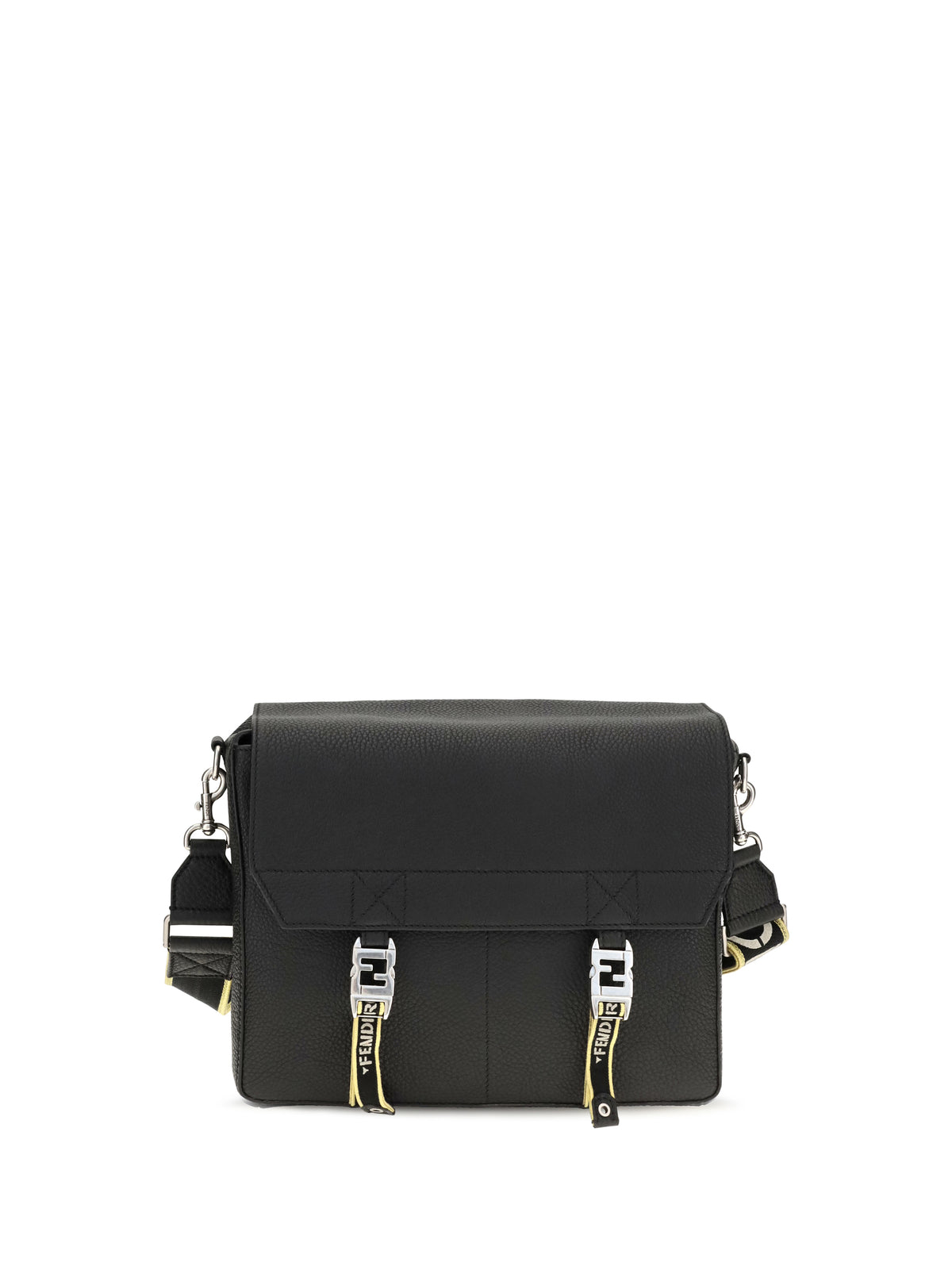 Fendi Flow Mess medium Roman leather Crossbody Bag - Black