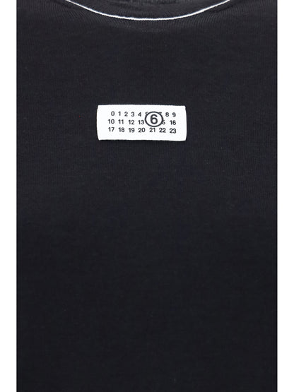 MM6 Maison Margiela Wool-blend T-shirt with contrast details - Black
