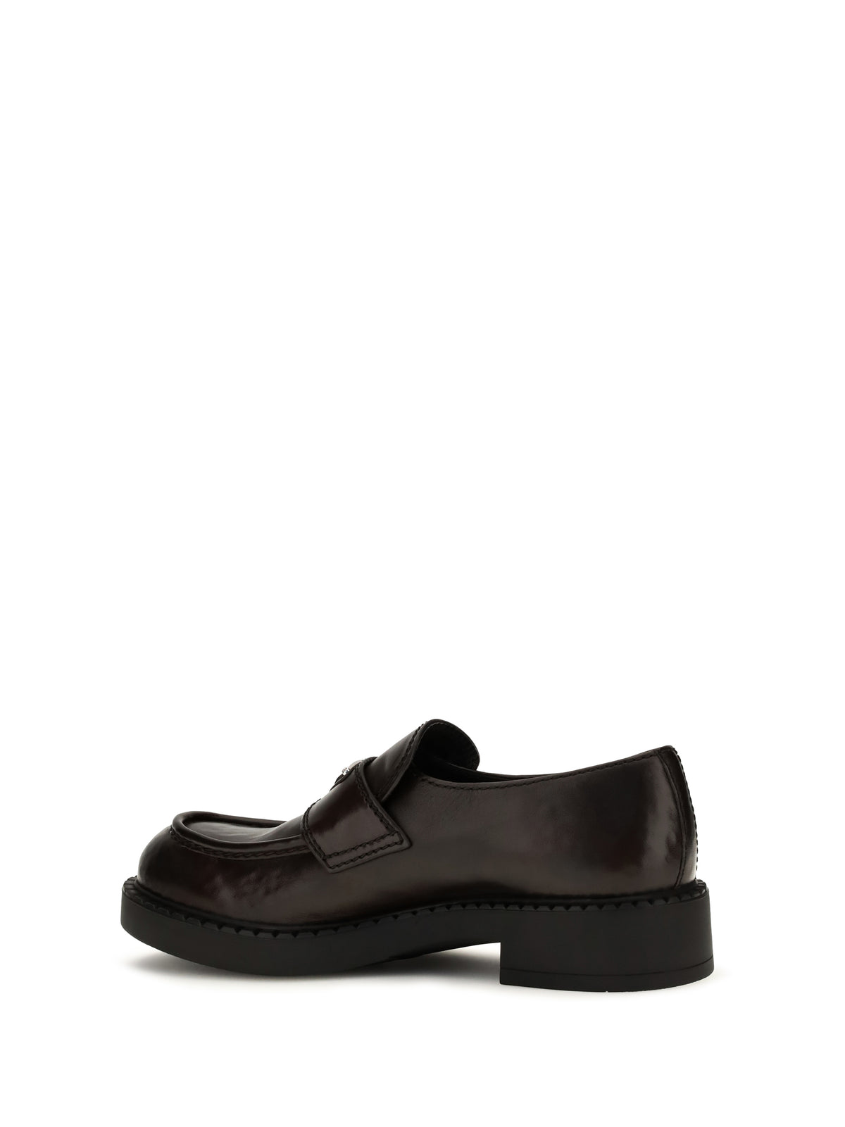 Prada Brushed leather Loafers with triangle logo - Teak