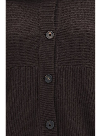 Brunello Cucinelli High neck cashmere Cardigan - Coffee