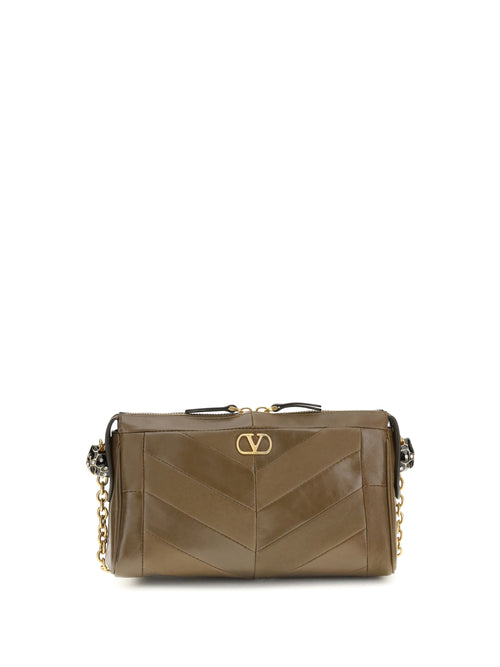 Valentino Small Panthea Chevron nappa Shoulder Bag - Tundra