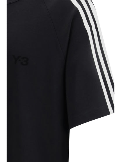 Y-3 Short-sleeve T-shirt with 3 Stripes - Black