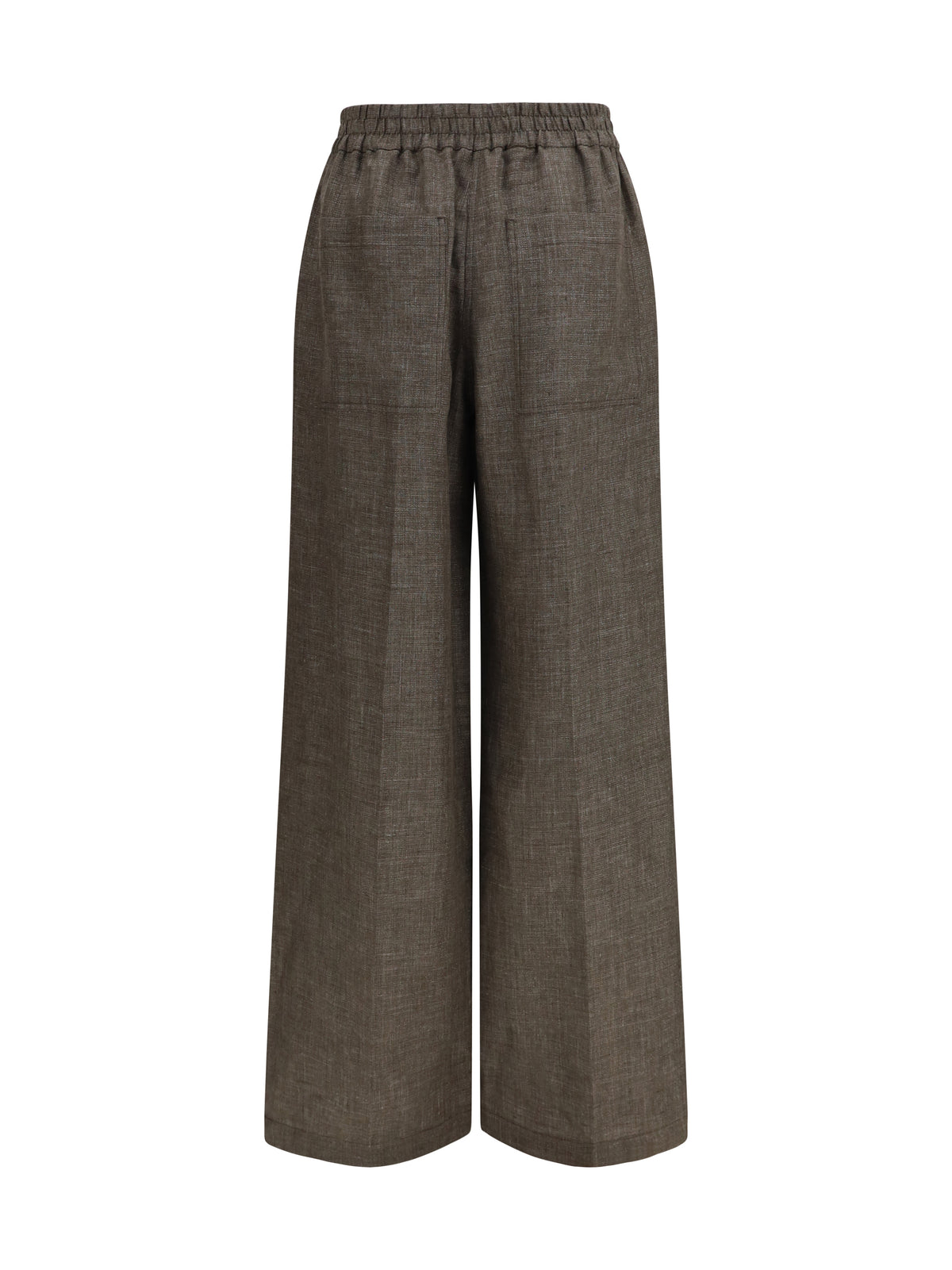 Brunello Cucinelli High-rise Linen Pants - Dark Brown/Silver