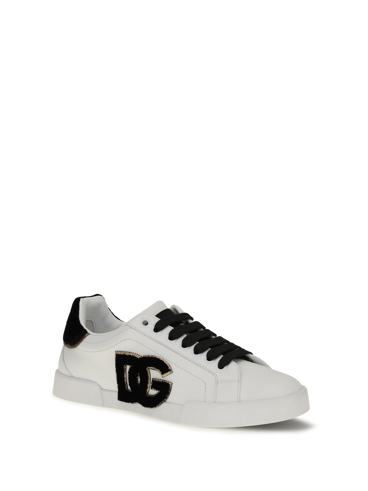Dolce & Gabbana Leather Sneakers with logo - White/Black