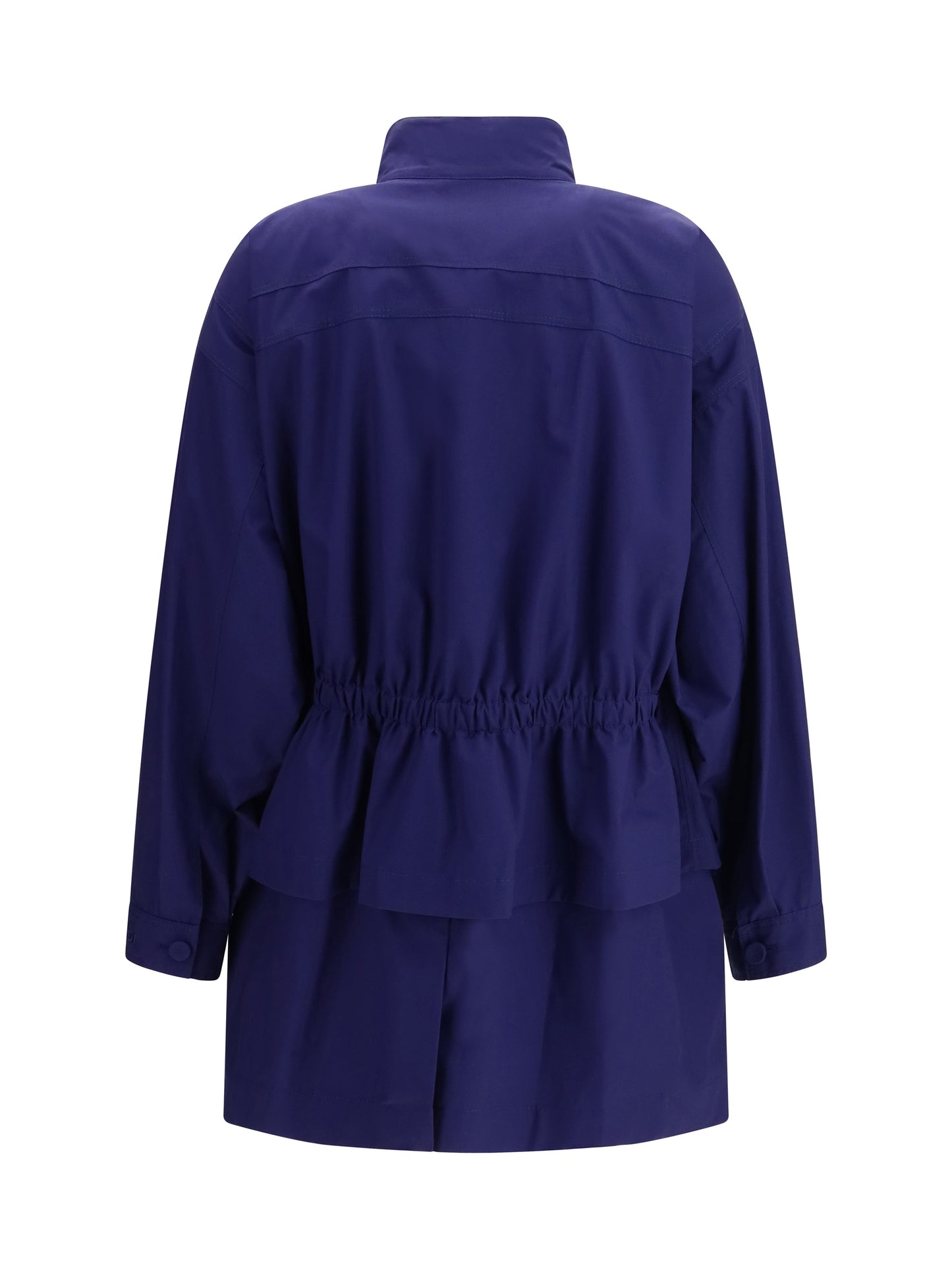 FENDI Midi poplin Parka in cotton with logo embroidery