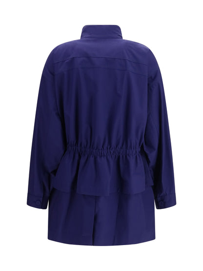 FENDI Midi poplin Parka in cotton with logo embroidery