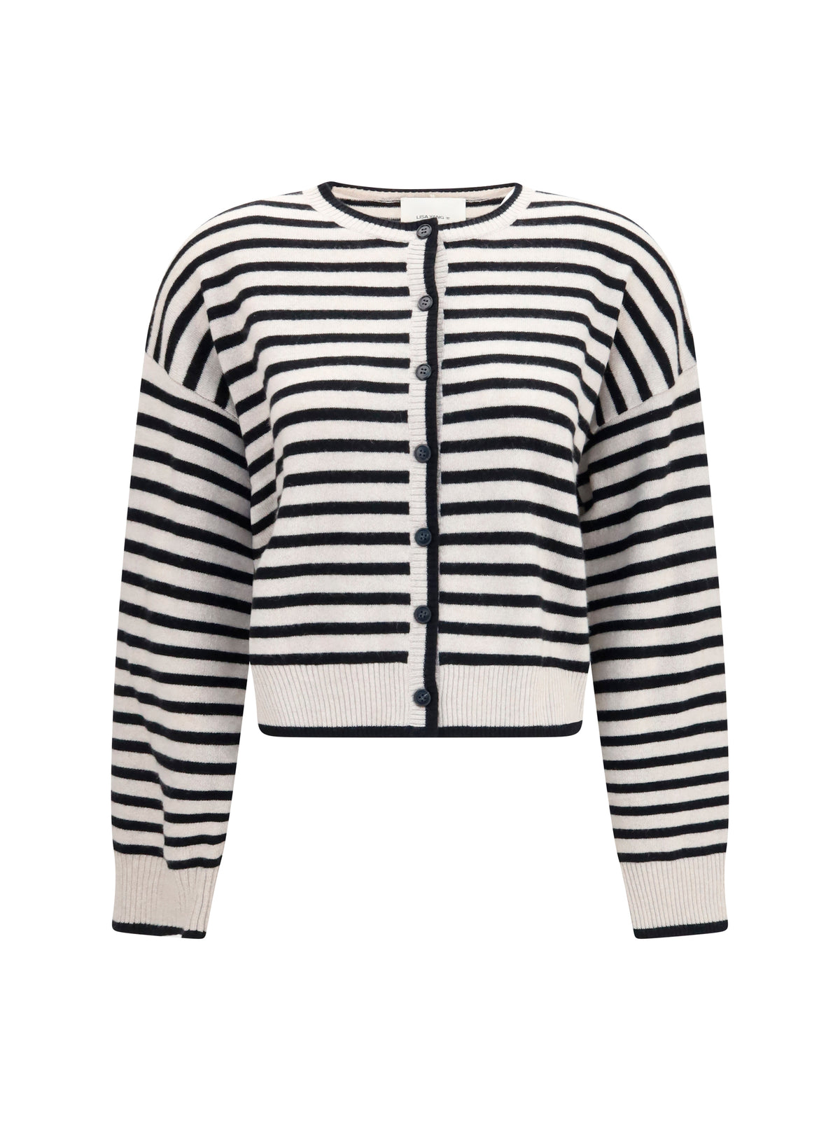 Lisa Yang Marit Striped Cardigan - Oyster/Black Stripes