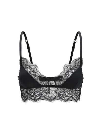 Dolce & Gabbana Satin soft-cup bralette Bra with lace - Black