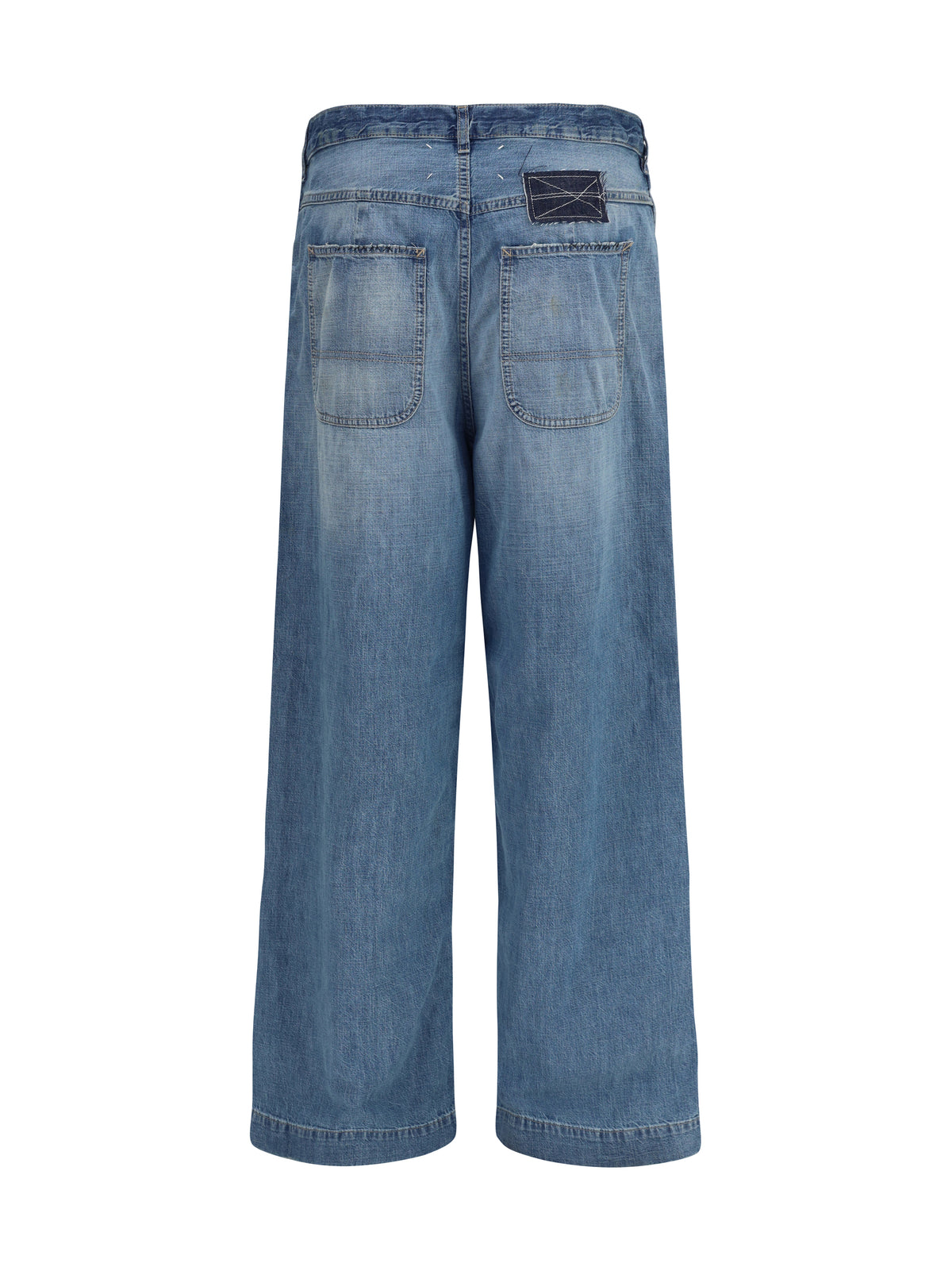 Maison Margiela Patchwork-detail wide leg Jeans - Medium Blue Vintage