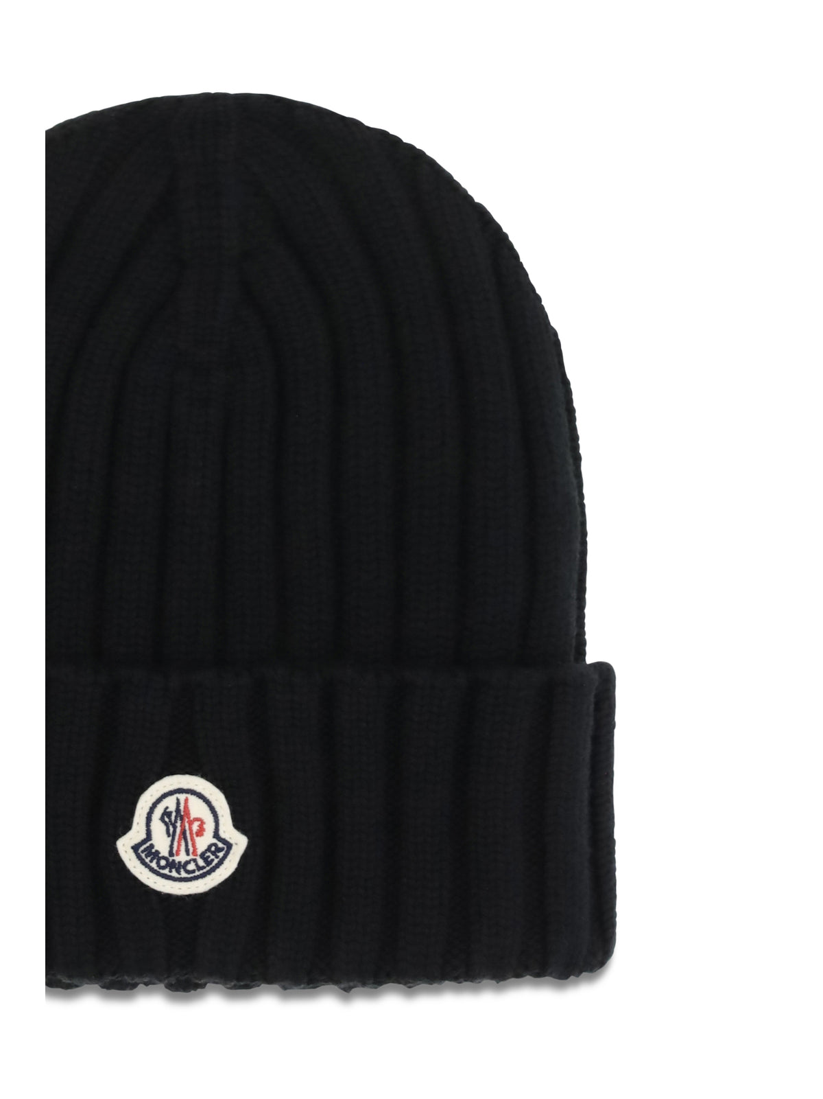 Moncler Wool Beanie with logo - Black