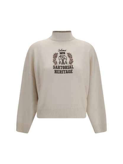 Brunello Cucinelli High neck Sweater - English White+Brown