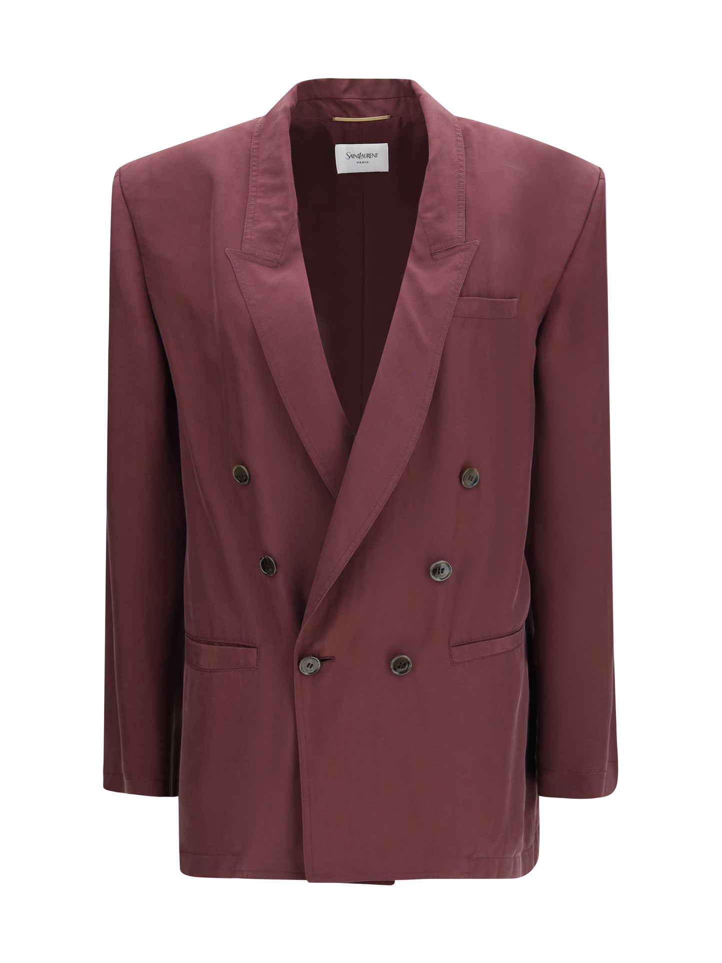 SAINT LAURENT Double-breasted fluid silk Blazer