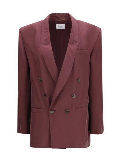 SAINT LAURENT Double-breasted fluid silk Blazer