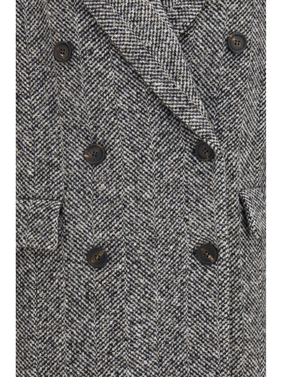 Brunello Cucinelli Double-breasted wool and alpaca blend Coat with sequins - Panama/Black