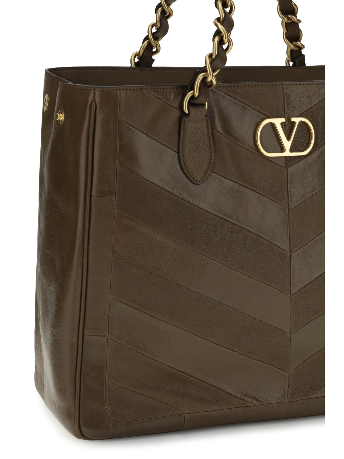 Valentino Garavani Laseine Chevron nappa Shopping Bag - Tundra