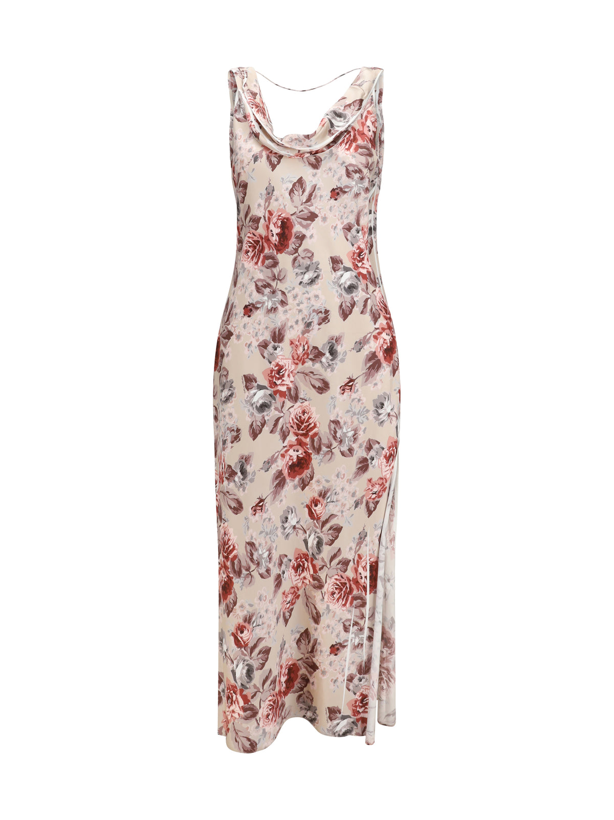 Acne Studios Draped floral-print Dress - Multi Beige