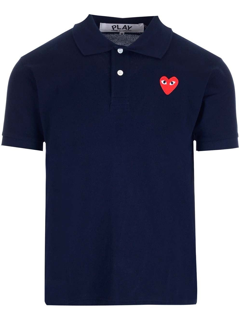 Comme Des Garcons Play Red Heart Short Sleeve Polo Shirt - Blue