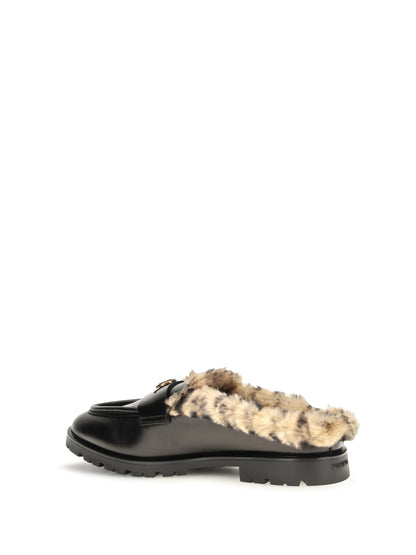 Pinko Nora padded leather Sabots - Black