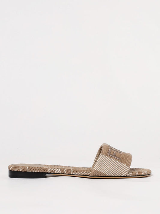 Fendi Flat Sandals Woman Dove Grey