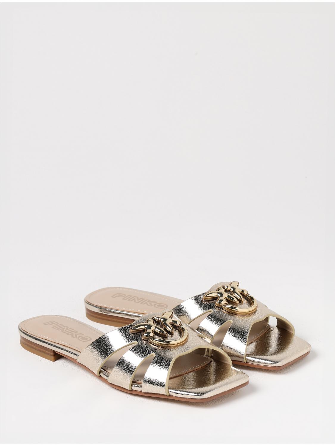 Pinko Flat Sandals Woman Gold