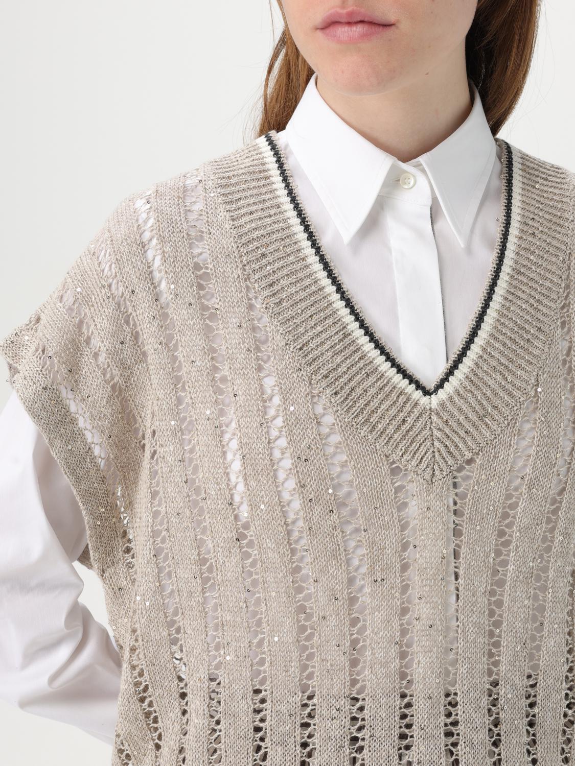 Brunello Cucinelli Waistcoat Woman Yellow Cream – Modishus Brunello Cucinelli Waistcoat Woman Yellow Cream – Modishus