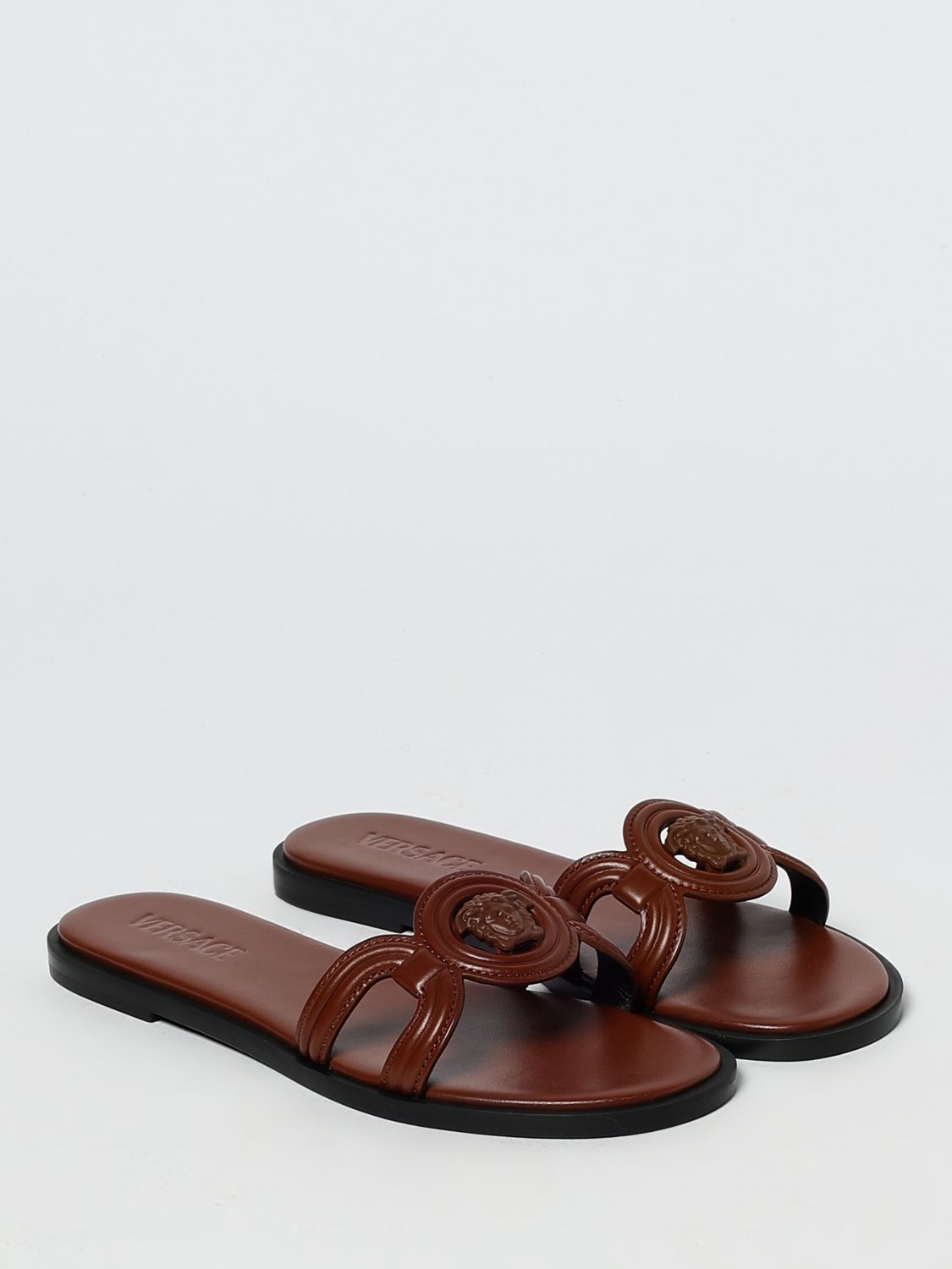 Versace Flat Sandals Woman Leather