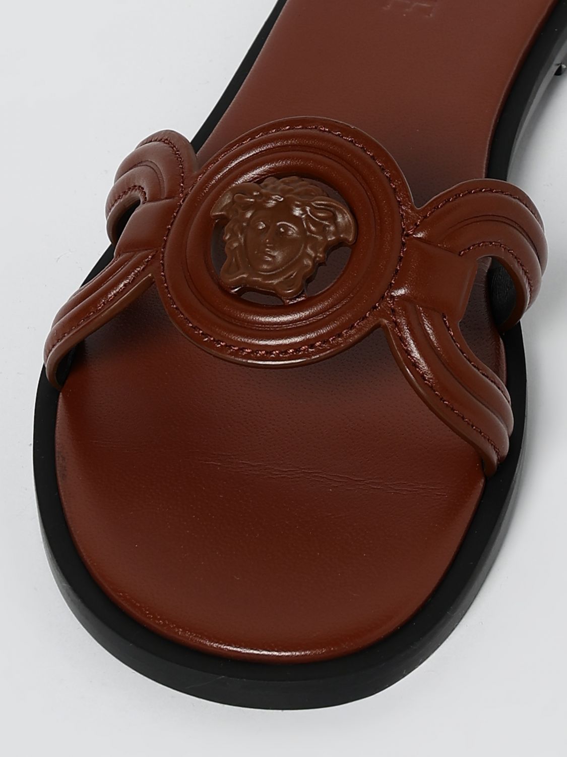 Versace Flat Sandals Woman Leather